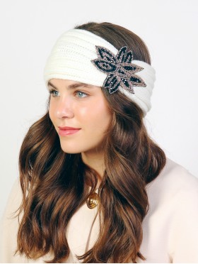 Rhinestone Knit Flower Headband